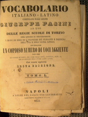 Vocabolario italiano - latino e latino - italiano