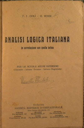 Analisi logica italiana in correlazione con quella latina