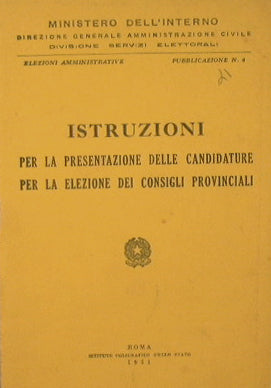 Istruzioni per la presentazione delle candidature per la elezione dei consigli provinciali
