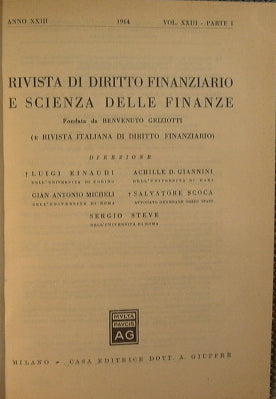 Rivista del diritto finanziario e scienza delle finanze - Anno XXIII