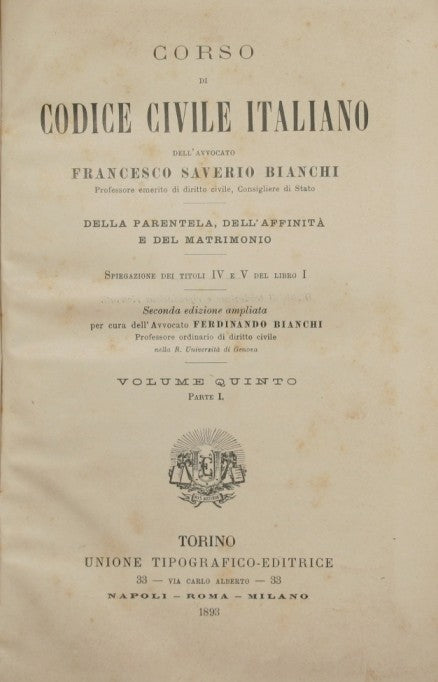 Corso di Codice Civile italiano. Vol. V