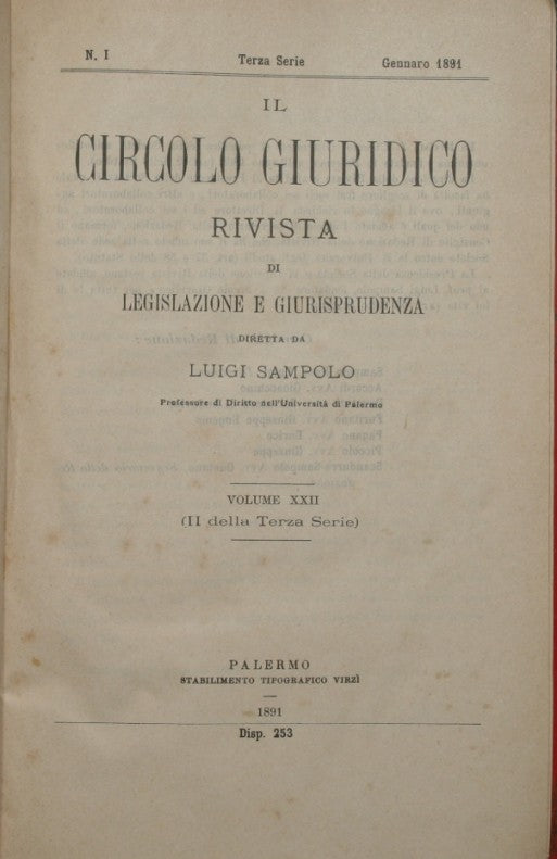 Il circolo giuridico. Anno XXII - Vol. XXII