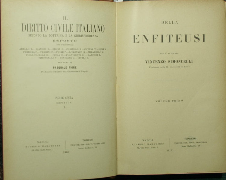 Della enfiteusi. Vol. I