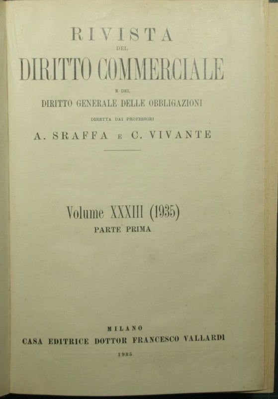 Rivista del Diritto Commerciale e del diritto generale delle