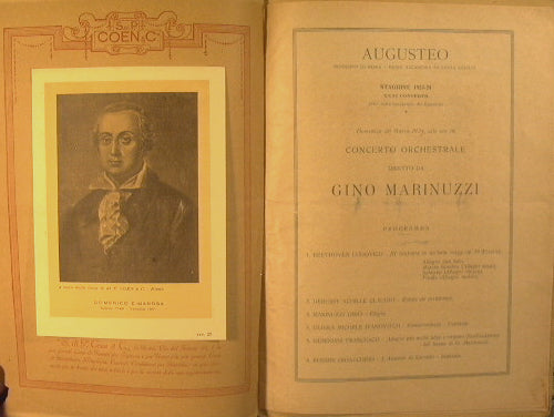 Augusteo.Municipio di Roma e Regia Accademia di S.Cecilia. Stagione 1923-24 XXXI concerto 30 marzo 1924. Concerto orchestrale diretto da Gino Marinuzzi.