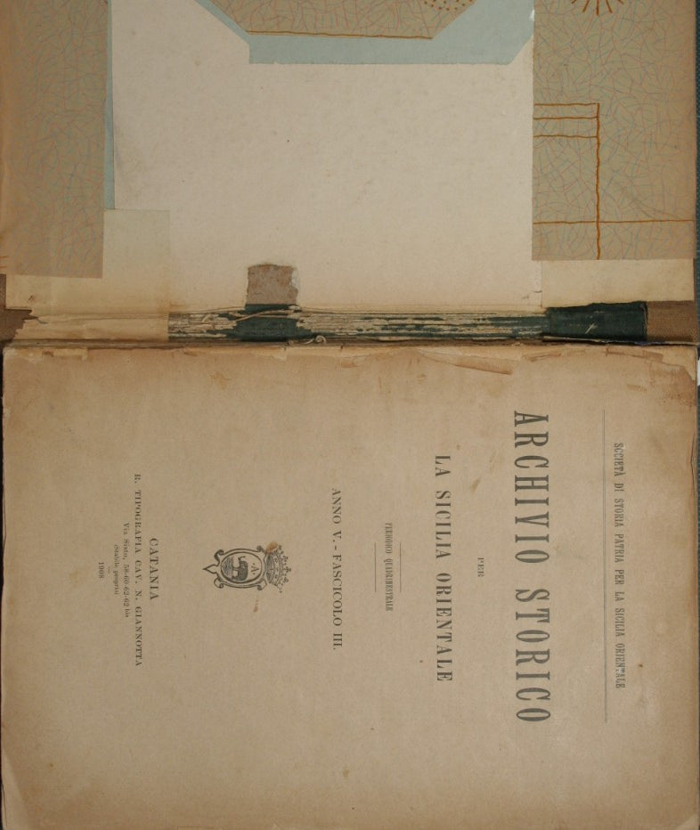 Archivio storico per la Sicilia orientale. Anno V Fascicolo III