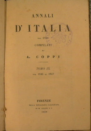 Annali D'Italia- Tomo IX dal 1846 al 1847.