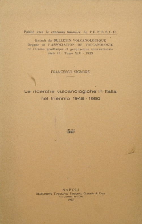 Le ricerche vulcanologiche in Italia nel triennio 1948-1950