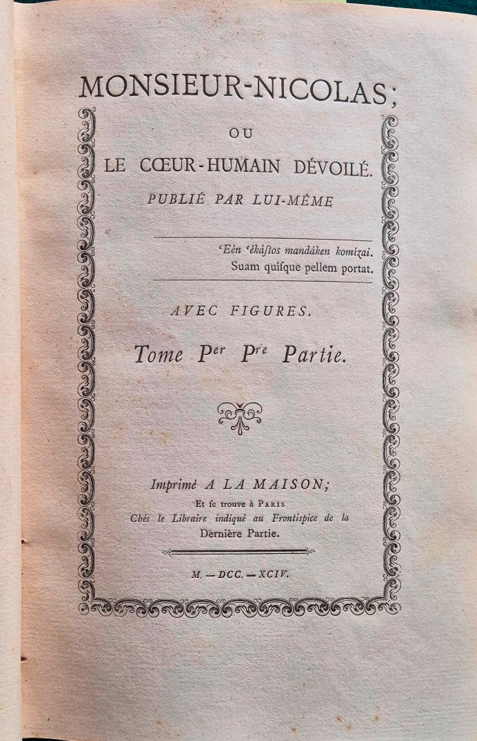 Monsieur Nicolas, ou Le Coeur humain devoilè