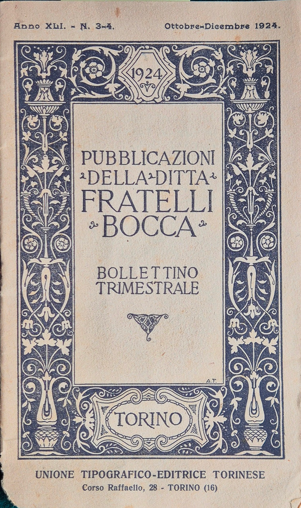Pubblicazioni della Ditta Fratelli Bocca - Ottobre-Dicembre 1924