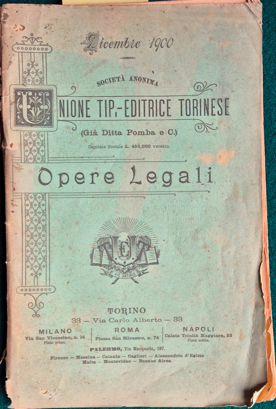 Società Anonima Unione Tip.-Editrice Torinese - Opere legali - Dicembre 1900