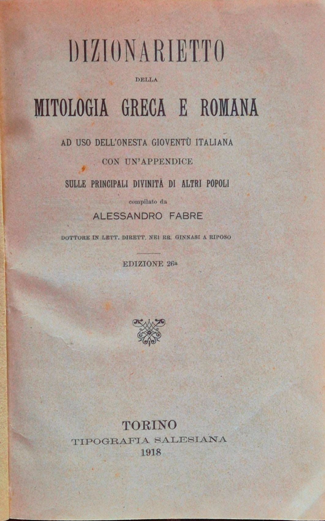 Dizionarietto della mitologia greca e romana