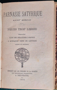Les nonoes fugitives ou Le pucelage a l'encan; Le moine secularisè; Parnasse satyrique XVIII siecle