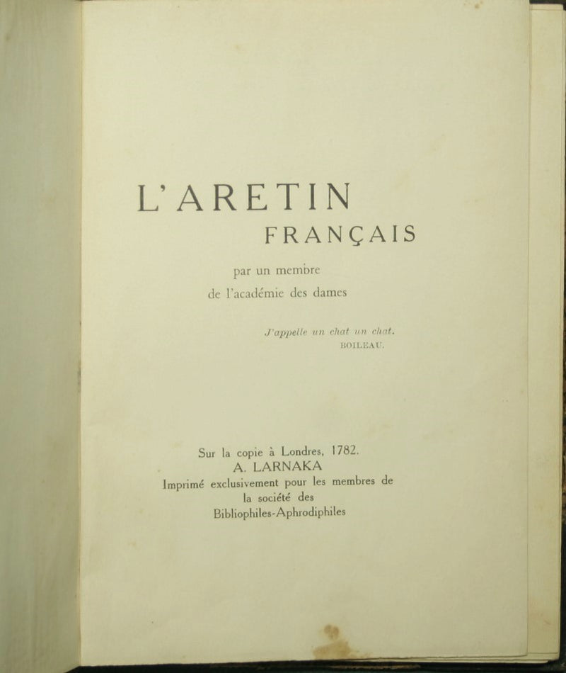 L'Aretin francais - Les Epices de Venus ou Pieces diverses du meme academicien