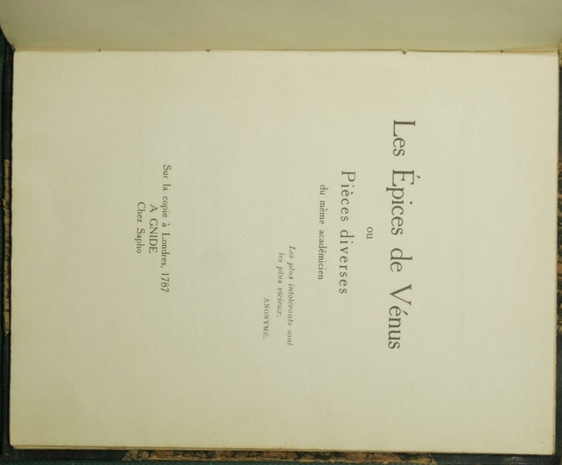 L'Aretin francais - Les Epices de Venus ou Pieces diverses du meme academicien