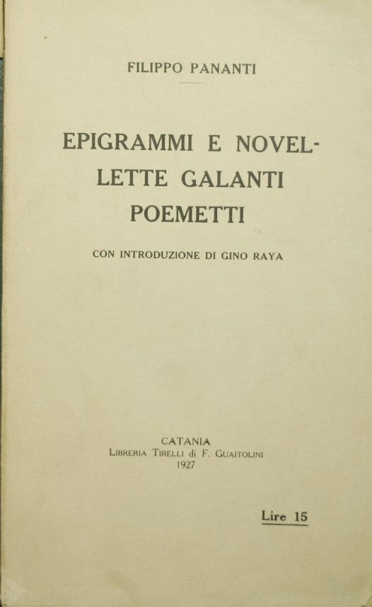 Epigrammi e novellette galanti Poemetti