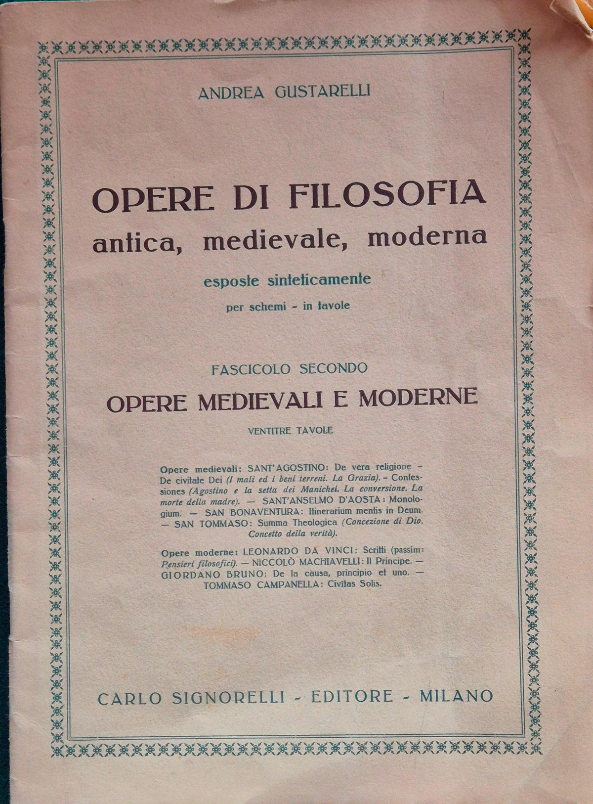 Opere di filosofia antica medievale, moderna - Fascicolo secondo - Opere medievali e moderne