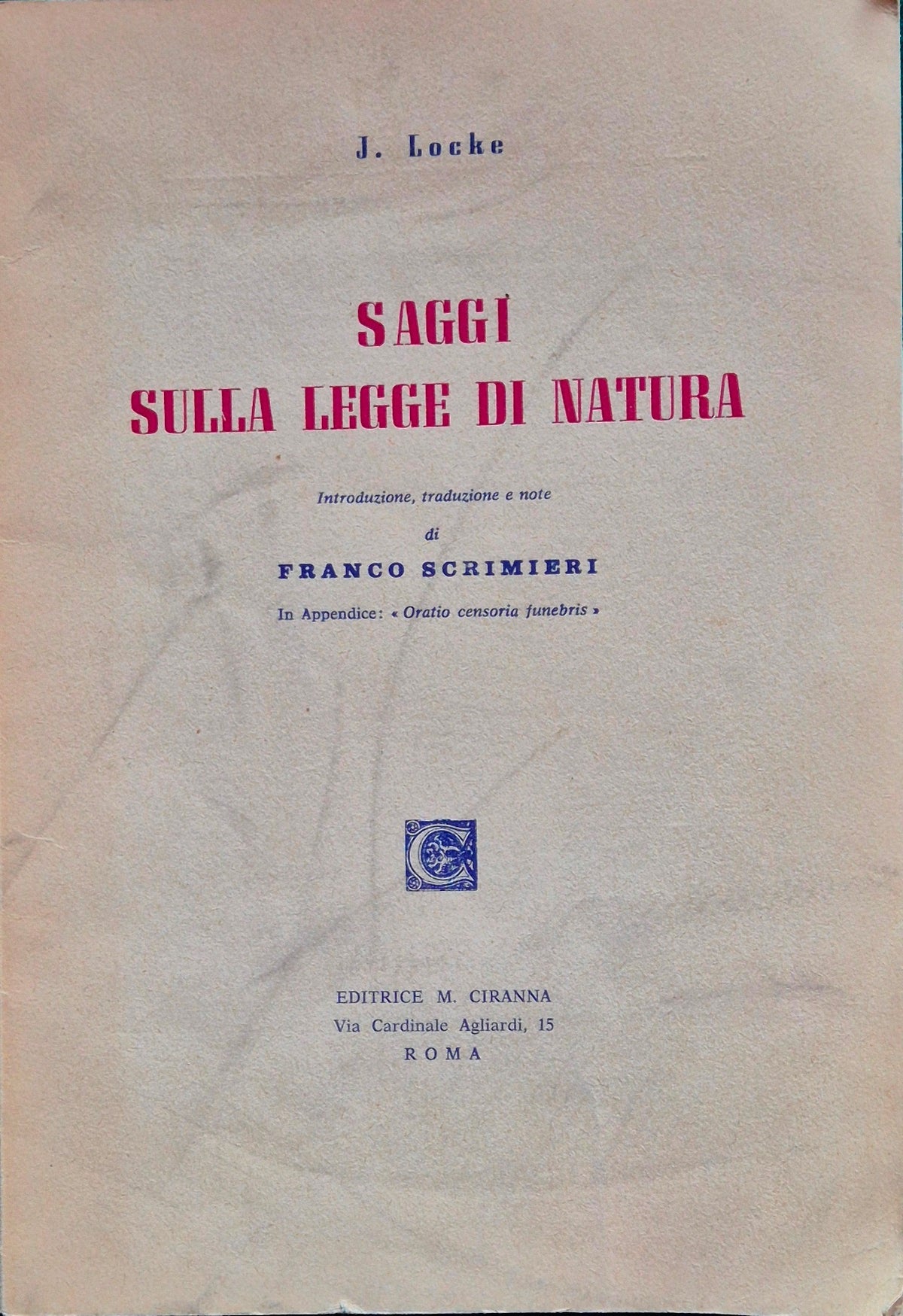 Saggi sulla legge di natura