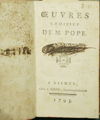 Oeuvres choise de M. Pope