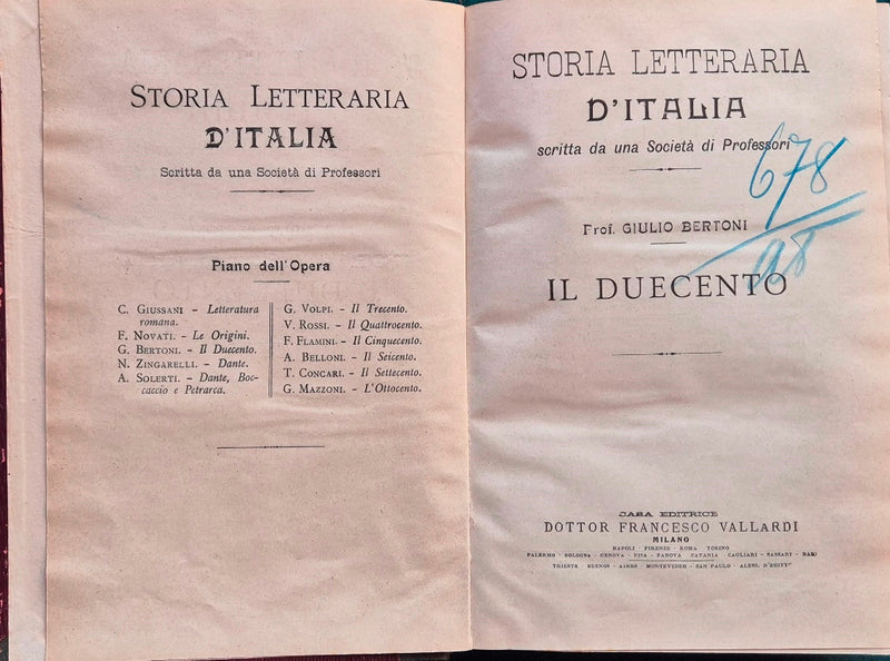 Storia letteraria d'Italia - Il Duecento; Il Trecento