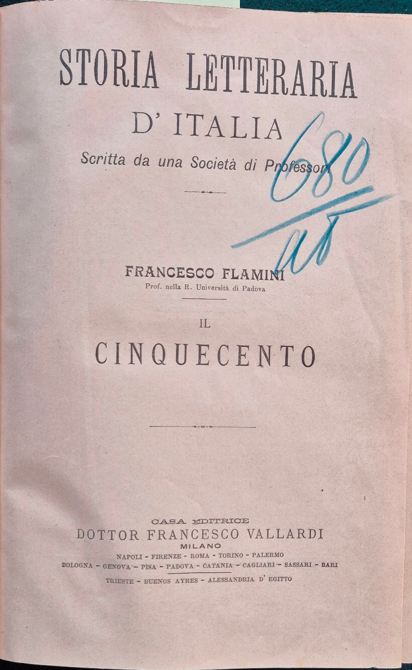 Storia letteraria d'Italia - Il Cinquecento