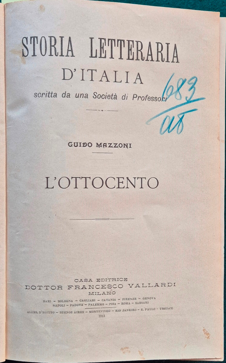 Storia letteraria d'Italia - L'Ottocento