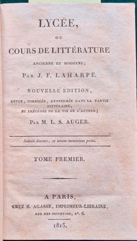 Lycee, ou Cours de litterature ancienne et moderne