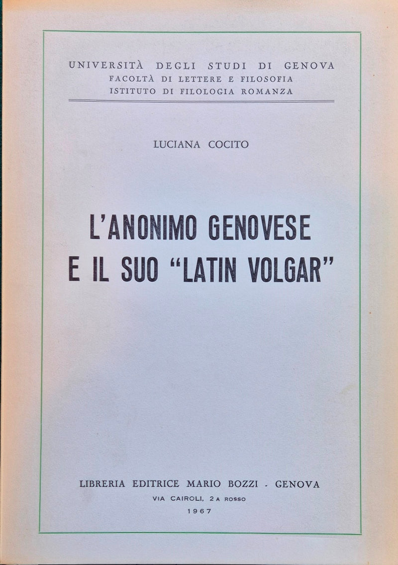 L'anonimo genovese e il suo latin volgar