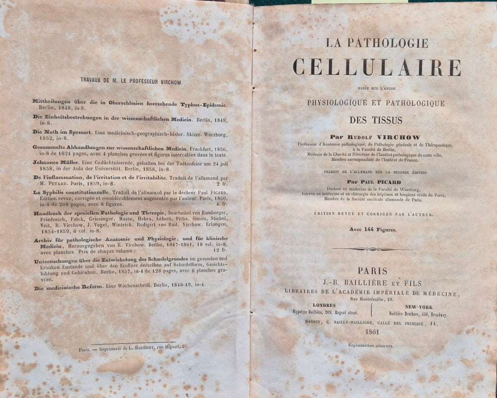 La pathologie cellulaire basee sur l'etude physiologique et pathologique des Tissus