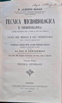 Tecnica microbiologica e sieroterapica (germi patogeni per l'uomo e per gli animali)