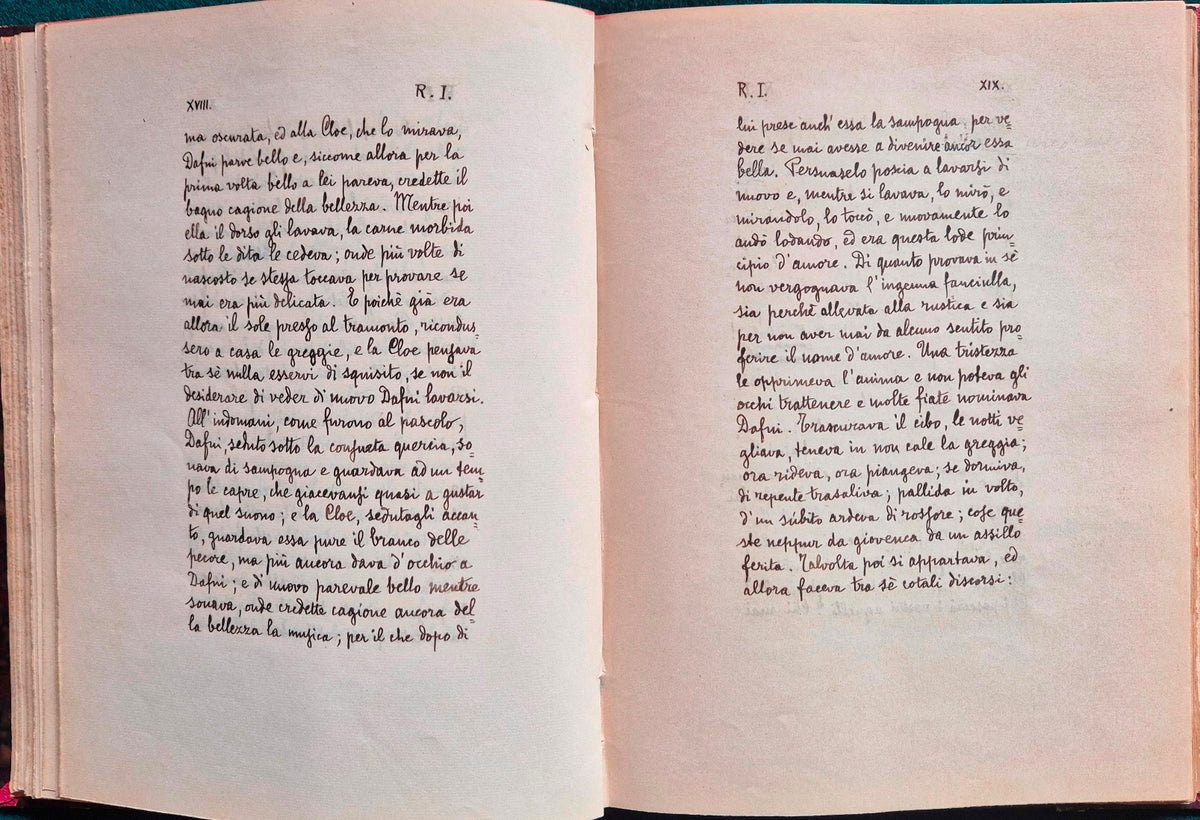 Manoscritto Autografo di Carlo Antonio Dotti (Pseud. Antonio Alci) - I Quattro Ragionamenti dei Pastorali di Longo su Dafni e Cloe
