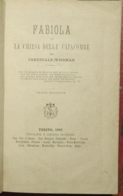 Fabiola or The Church of the Catacombs (part one and two)