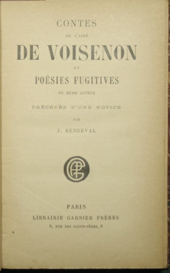 Contes de l'Abbè De Voisenon et Poisies fugitives du meme auteur