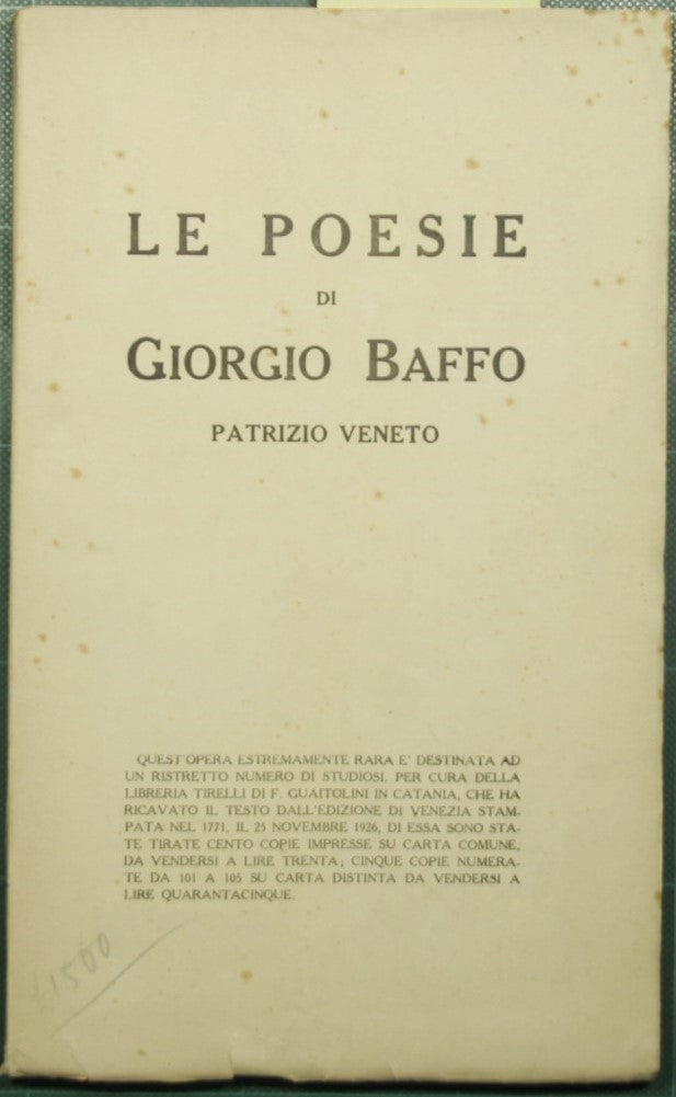 Le poesie di Giorgio Baffo patrizio veneto