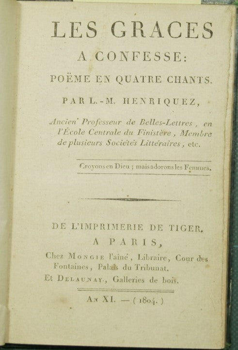 Les graces a confesse: poeme  en quatre chante