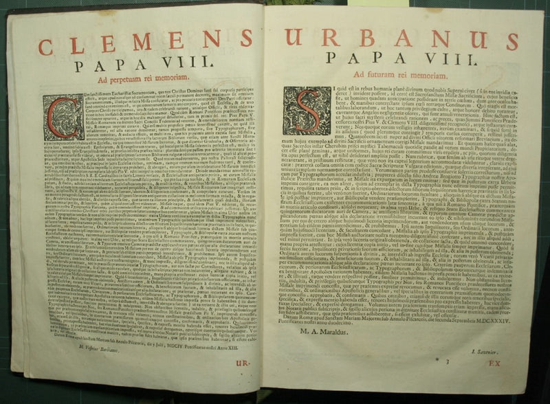 Missale Romanum ex decreto sacrosancti Concilii Tridentini restitutum S. Pii V. Pontificis Maximi jussu editum Clementis VIII. Ac Urbani VIII. Auctoritate recognitum