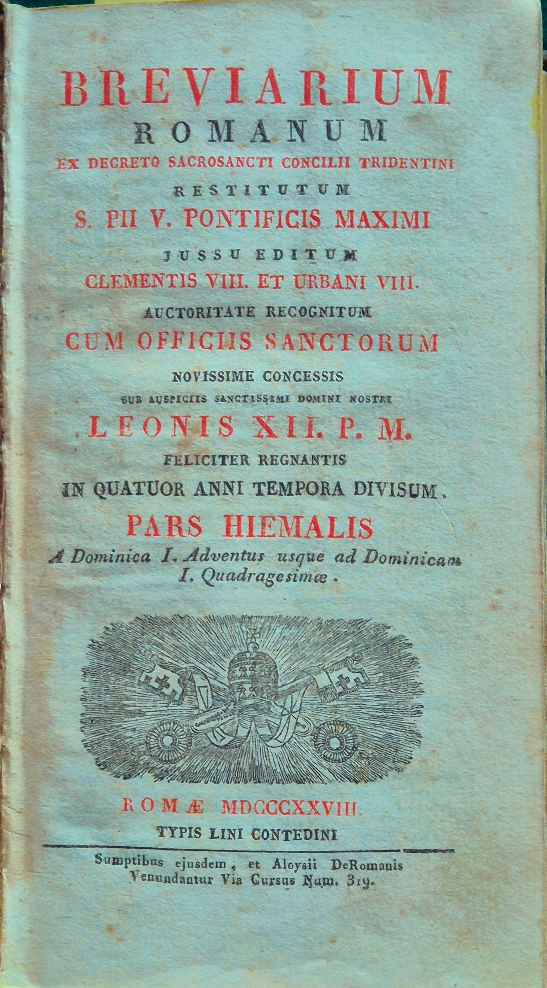 Breviarium Romanum ex decreto sacrosancti S. Concilii Tridentini - Pars hiemalis