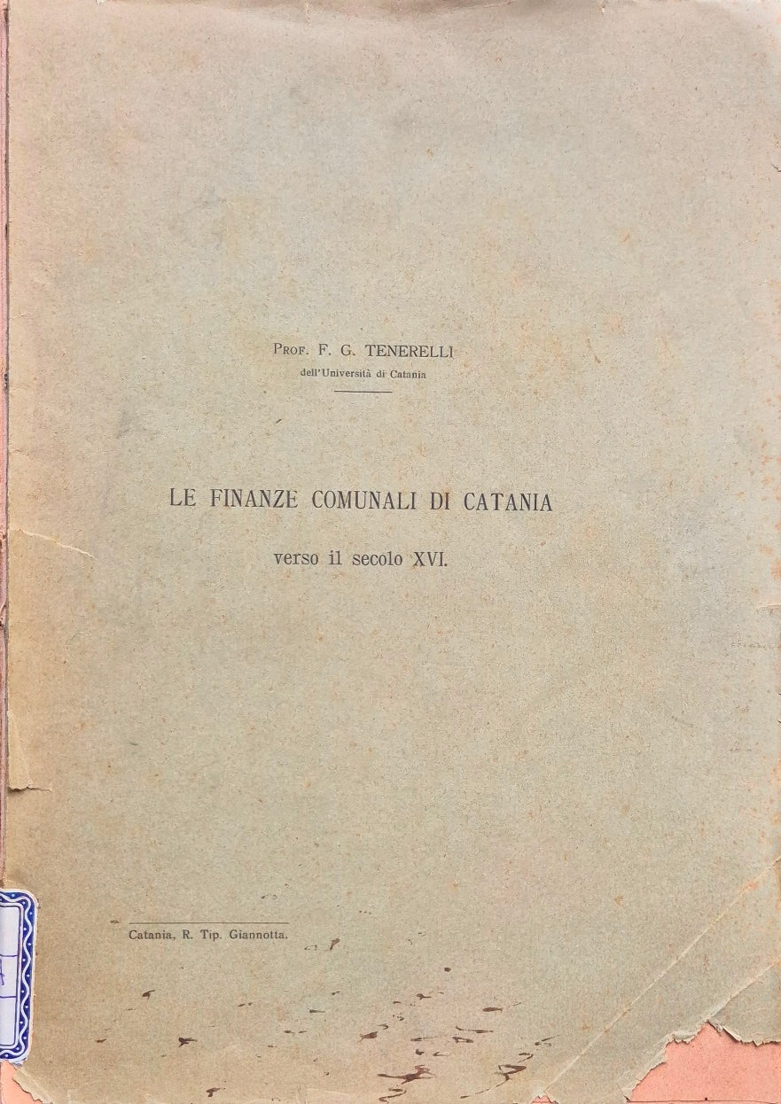 Le finanze comunali di Catania verso il secolo XVI