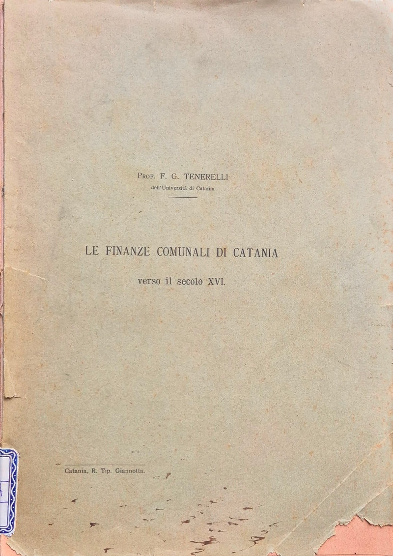 Le finanze comunali di Catania verso il secolo XVI