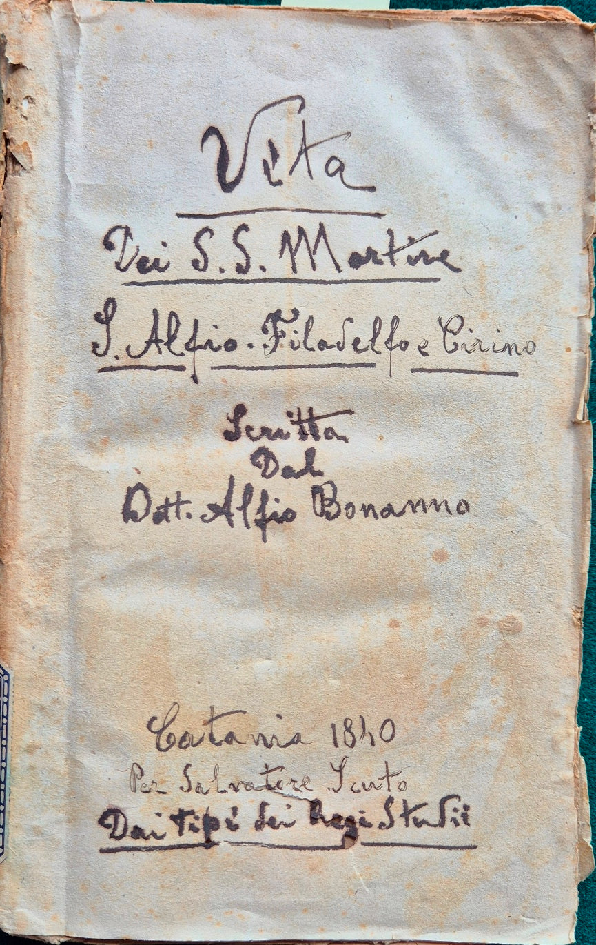 Vita de' tre santi fratelli Alfio Filadelfo e Cirino
