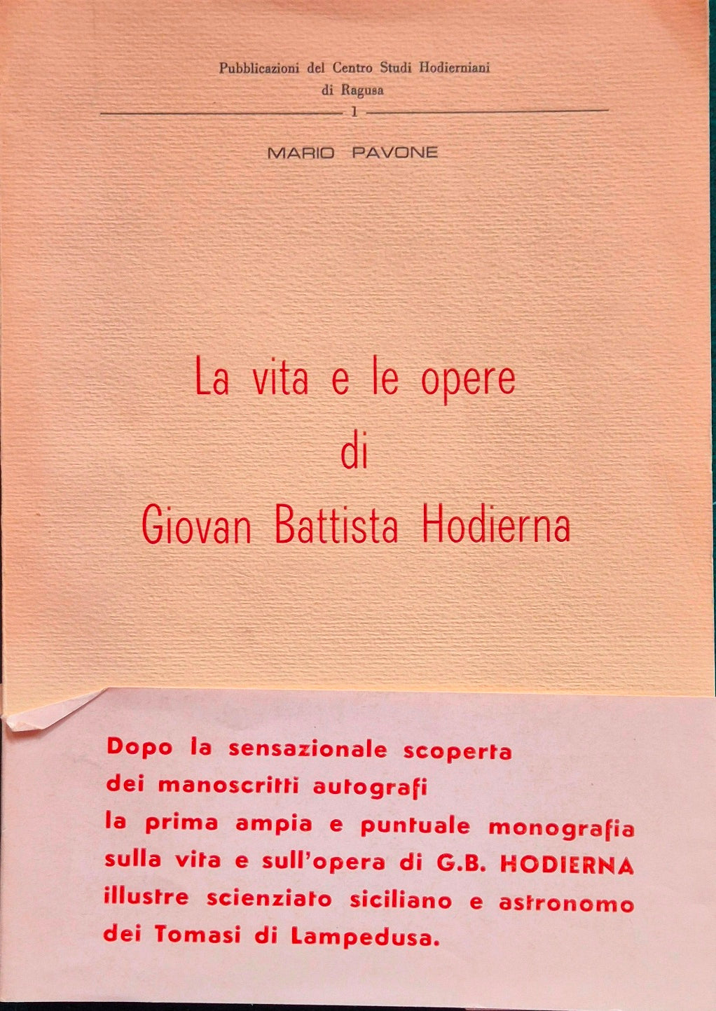 La vita e le opere di Giovan Battista Hodierna