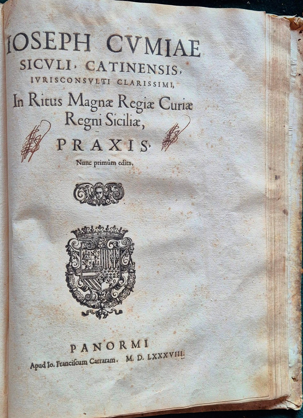 Ioseph Cumiae Siculi Catinensis In ritus Mag. Regiae Curiae, ac totius Regni Siciliae Curiarum Commentaria