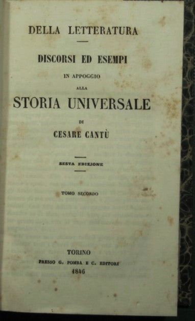 Della letteratura - Discorsi ed esempi in appoggio alla Storia universale - Vol. II