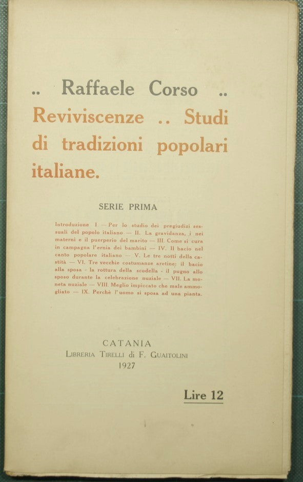 Reviviscenze - Studi di tradizioni popolari italiane