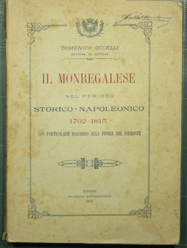 The Monregalese area in the historical-Napoleonic period 1792-1815