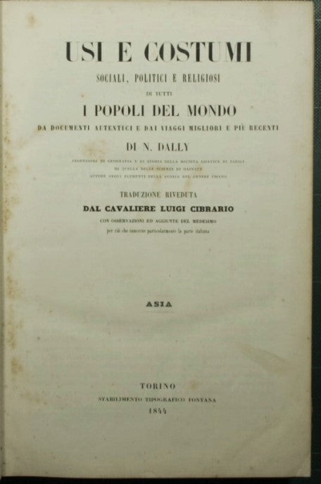 Usi e costumi sociali, politici e religiosi di tutti i popoli del mondo