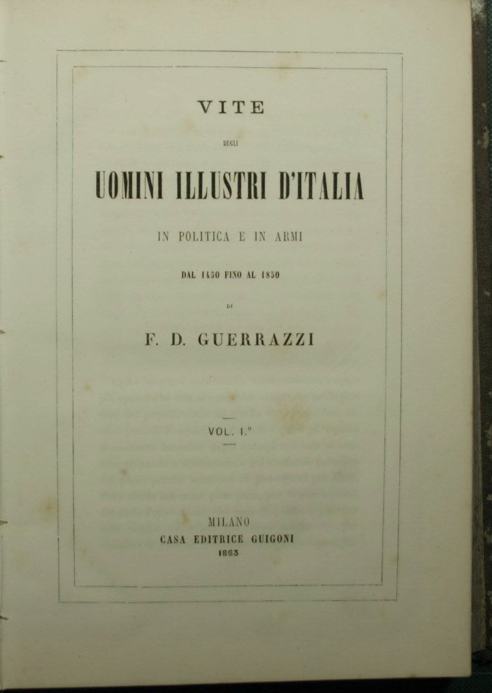 Lives of Italy's illustrious men in politics and arms