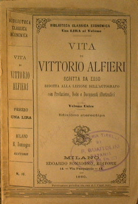 Vida de Vittorio Alfieri escrita por él.