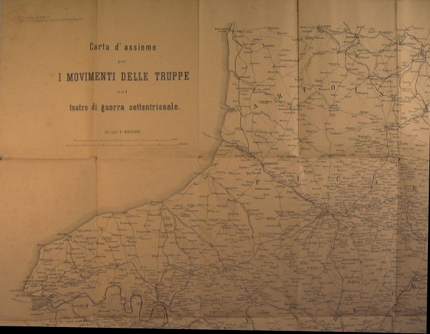 Guerra Franco Tedesca 1870-71. Carta d'assieme per i movimenti delle truppe sul teatro di guerra settentrionale.