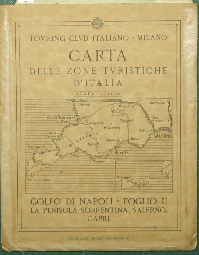 Carta delle zone turistiche d'Italia. Golfo di Napoli - Foglio II: La penisola sorrentina, Salerno, Capri